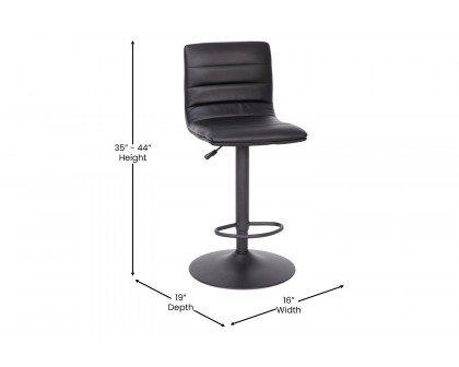 BLNK™ Vincent Vinyl Adjustable Swivel Bar Stool with Back, Black Pedestal Base and Footrest - Black