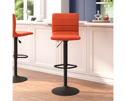 BLNK Vincent Vinyl Adjustable Swivel Bar Stool with Back, Black Pedestal Base and Footrest