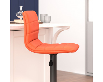 BLNK Vincent Vinyl Adjustable Swivel Bar Stool with Back, Black Pedestal Base and Footrest - Cognac