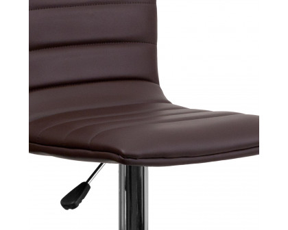 BLNK Vincent Vinyl Adjustable Swivel Bar Stool with Back, Chrome Pedestal Base and Footrest - Brown