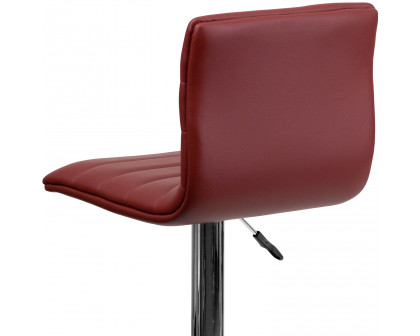 BLNK Vincent Vinyl Adjustable Swivel Bar Stool with Back, Chrome Pedestal Base and Footrest - Burgundy