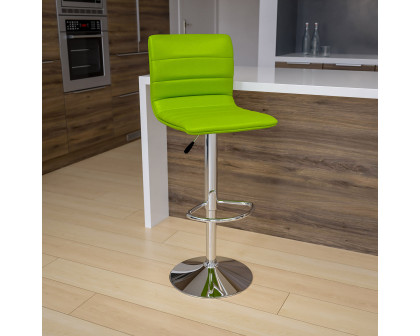 BLNK Vincent Vinyl Adjustable Swivel Bar Stool with Back, Chrome Pedestal Base and Footrest