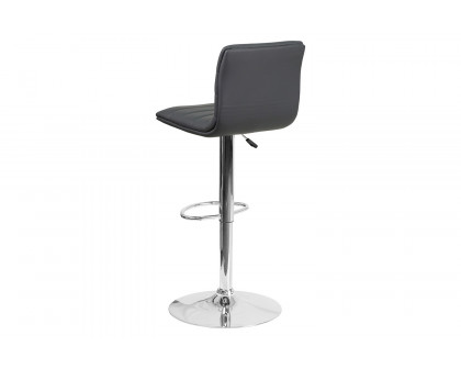 BLNK Vincent Vinyl Adjustable Swivel Bar Stool with Back, Chrome Pedestal Base and Footrest - Gray