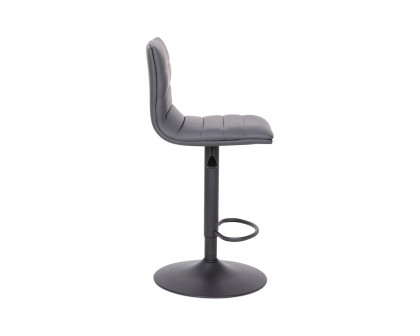 BLNK™ Vincent Vinyl Adjustable Swivel Bar Stool with Back, Black Pedestal Base and Footrest - Gray