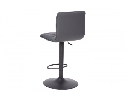 BLNK™ Vincent Vinyl Adjustable Swivel Bar Stool with Back, Black Pedestal Base and Footrest - Gray