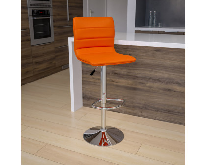 BLNK Vincent Vinyl Adjustable Swivel Bar Stool with Back, Chrome Pedestal Base and Footrest