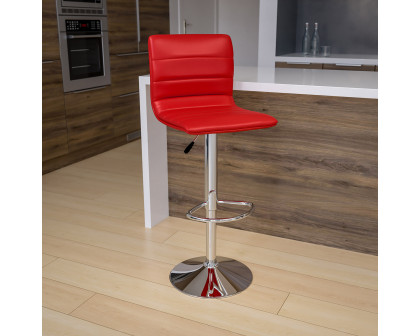 BLNK Vincent Vinyl Adjustable Swivel Bar Stool with Back, Chrome Pedestal Base and Footrest