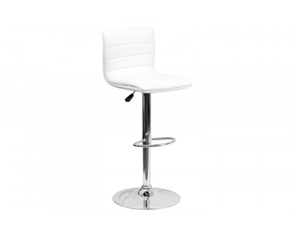 BLNK Vincent Vinyl Adjustable Swivel Bar Stool with Back, Chrome Pedestal Base and Footrest