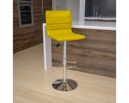 BLNK Vincent Vinyl Adjustable Swivel Bar Stool with Back, Chrome Pedestal Base and Footrest