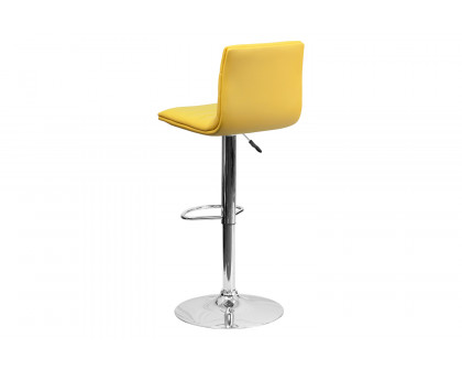 BLNK Vincent Vinyl Adjustable Swivel Bar Stool with Back, Chrome Pedestal Base and Footrest - Yellow