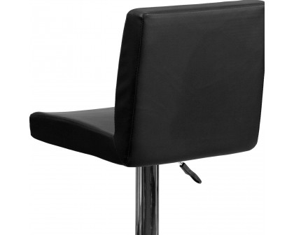 BLNK Betty Vinyl Adjustable Height Bar Stool with Panel Back and Chrome Base - Black