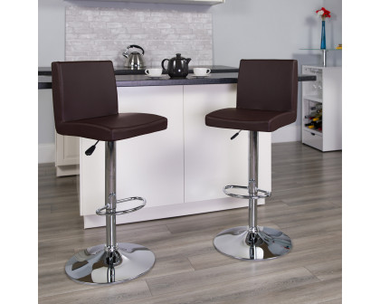 BLNK Contemporary Vinyl Adjustable Height Bar Stool with Panel Back and Chrome Base