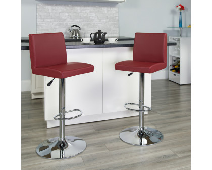 BLNK Betty Vinyl Adjustable Height Bar Stool with Panel Back and Chrome Base