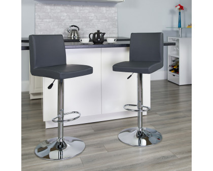 BLNK Betty Vinyl Adjustable Height Bar Stool with Panel Back and Chrome Base