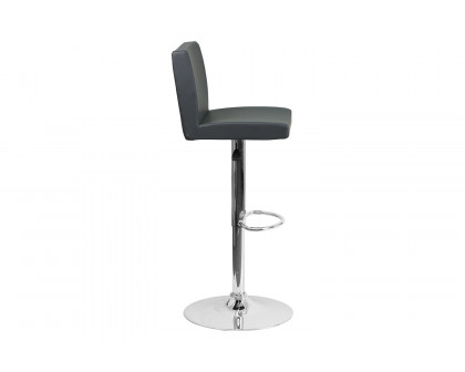 BLNK Betty Vinyl Adjustable Height Bar Stool with Panel Back and Chrome Base - Gray