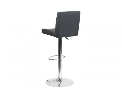 BLNK Betty Vinyl Adjustable Height Bar Stool with Panel Back and Chrome Base - Gray