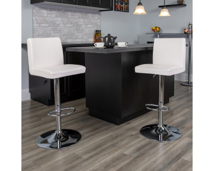 BLNK Betty Vinyl Adjustable Height Bar Stool with Panel Back and Chrome Base