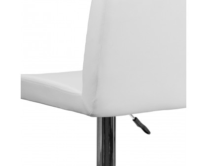 BLNK Betty Vinyl Adjustable Height Bar Stool with Panel Back and Chrome Base - White