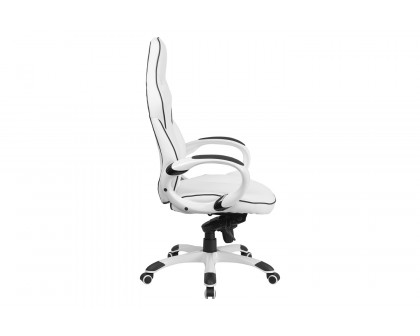 BLNK - Vinyl High Back Executive Swivel Office Chair with Black Trim and Arms