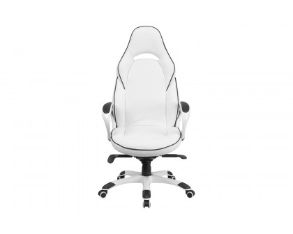 BLNK - Vinyl High Back Executive Swivel Office Chair with Black Trim and Arms