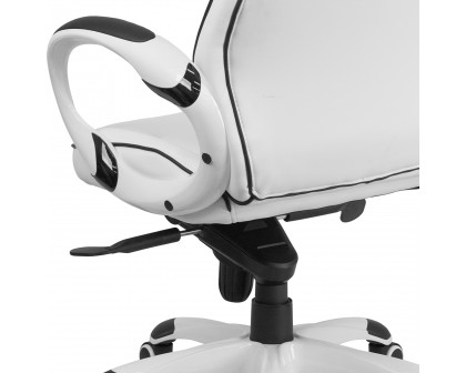 BLNK - Vinyl High Back Executive Swivel Office Chair with Black Trim and Arms