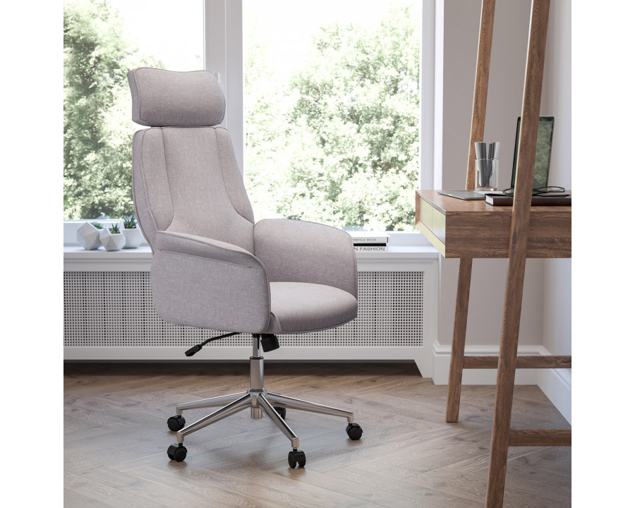 BLNK - Fabric High Back Executive Swivel Office Chair with Chrome Base and Fully Upholstered Arms