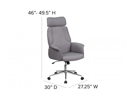 BLNK - Fabric High Back Executive Swivel Office Chair with Chrome Base and Fully Upholstered Arms