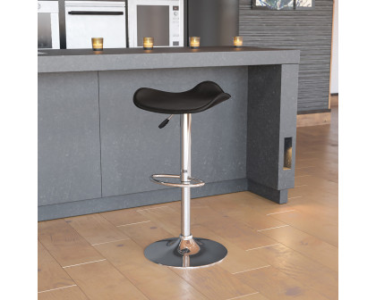 BLNK Caleb Vinyl Adjustable Height Bar Stool with Wavy Seat and Chrome Base