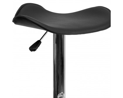 BLNK Caleb Vinyl Adjustable Height Bar Stool with Wavy Seat and Chrome Base - Black