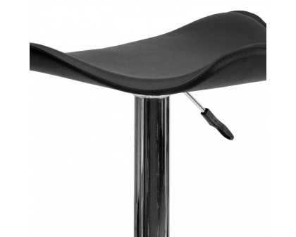 BLNK Caleb Vinyl Adjustable Height Bar Stool with Wavy Seat and Chrome Base - Black