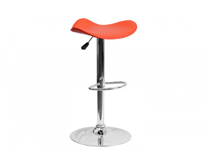 BLNK Contemporary Vinyl Adjustable Height Bar Stool with Wavy Seat and Chrome Base