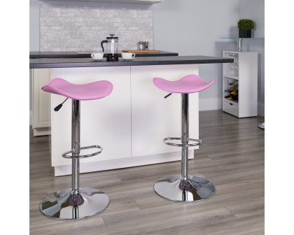 BLNK Contemporary Vinyl Adjustable Height Bar Stool with Wavy Seat and Chrome Base