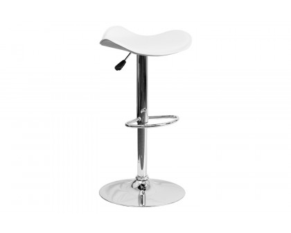 BLNK Caleb Vinyl Adjustable Height Bar Stool with Wavy Seat and Chrome Base