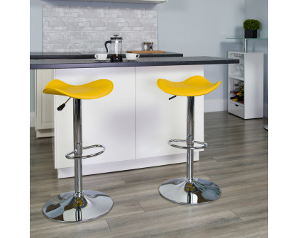 BLNK Caleb Vinyl Adjustable Height Bar Stool with Wavy Seat and Chrome Base