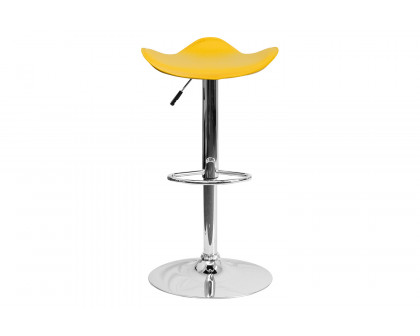 BLNK Caleb Vinyl Adjustable Height Bar Stool with Wavy Seat and Chrome Base - Yellow