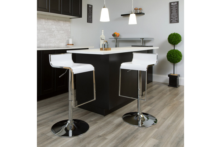 BLNK™ - Contemporary Plastic Adjustable Height Bar Stool with Chrome Drop Frame