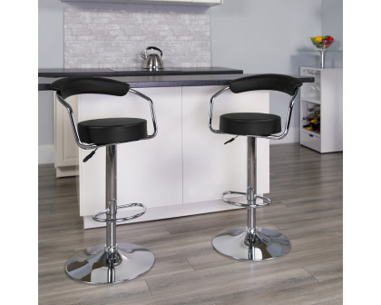 BLNK Cruz Vinyl Adjustable Height Bar Stool with Arms and Chrome Base