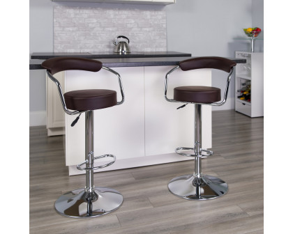 BLNK Cruz Vinyl Adjustable Height Bar Stool with Arms and Chrome Base