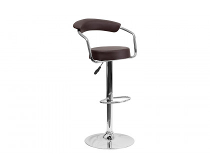 BLNK™ Cruz Vinyl Adjustable Height Bar Stool with Arms and Chrome Base - Brown