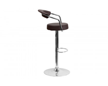 BLNK™ Cruz Vinyl Adjustable Height Bar Stool with Arms and Chrome Base - Brown