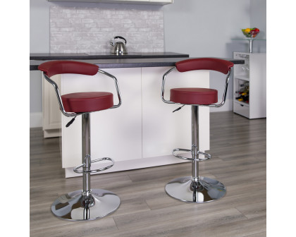 BLNK Cruz Vinyl Adjustable Height Bar Stool with Arms and Chrome Base