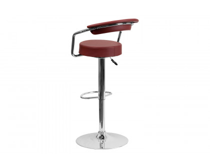 BLNK™ Cruz Vinyl Adjustable Height Bar Stool with Arms and Chrome Base - Burgundy