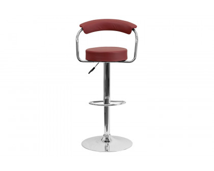 BLNK™ Cruz Vinyl Adjustable Height Bar Stool with Arms and Chrome Base - Burgundy