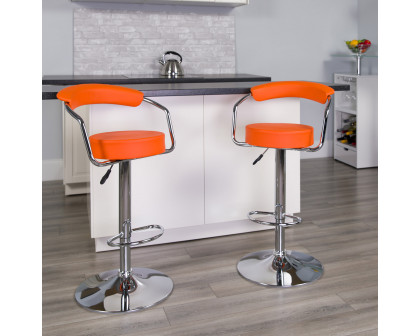 BLNK Cruz Vinyl Adjustable Height Bar Stool with Arms and Chrome Base