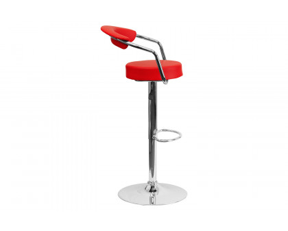 BLNK™ Cruz Vinyl Adjustable Height Bar Stool with Arms and Chrome Base - Red