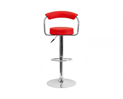 BLNK™ Cruz Vinyl Adjustable Height Bar Stool with Arms and Chrome Base - Red