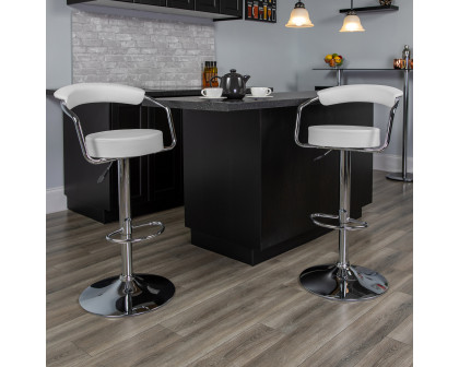 BLNK Cruz Vinyl Adjustable Height Bar Stool with Arms and Chrome Base