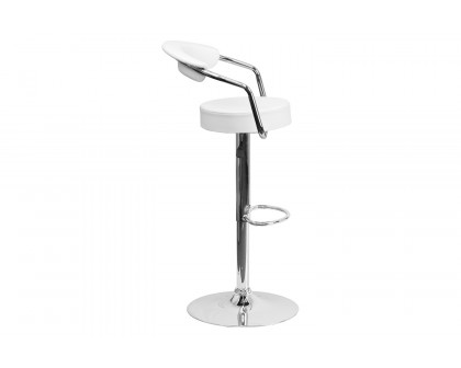 BLNK Cruz Vinyl Adjustable Height Bar Stool with Arms and Chrome Base - White