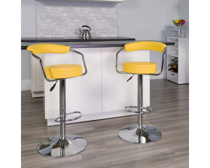 BLNK Cruz Vinyl Adjustable Height Bar Stool with Arms and Chrome Base