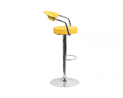 BLNK Cruz Vinyl Adjustable Height Bar Stool with Arms and Chrome Base - Yellow